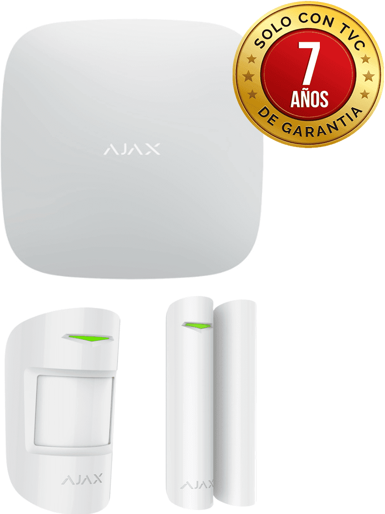 AJAX KIT STARTER - Panel de alarma conexión Ethernet, WiFi, LTE Control  mediante aplicación para smartphone, 1 sensor de movimiento y un detector  de puerta o ventana con entrada auxiliar en color